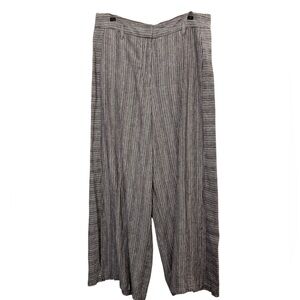 Ett:twa Anthropologie Black White Lagenlook Stripe Wide Leg Linen Trousers Sz 14